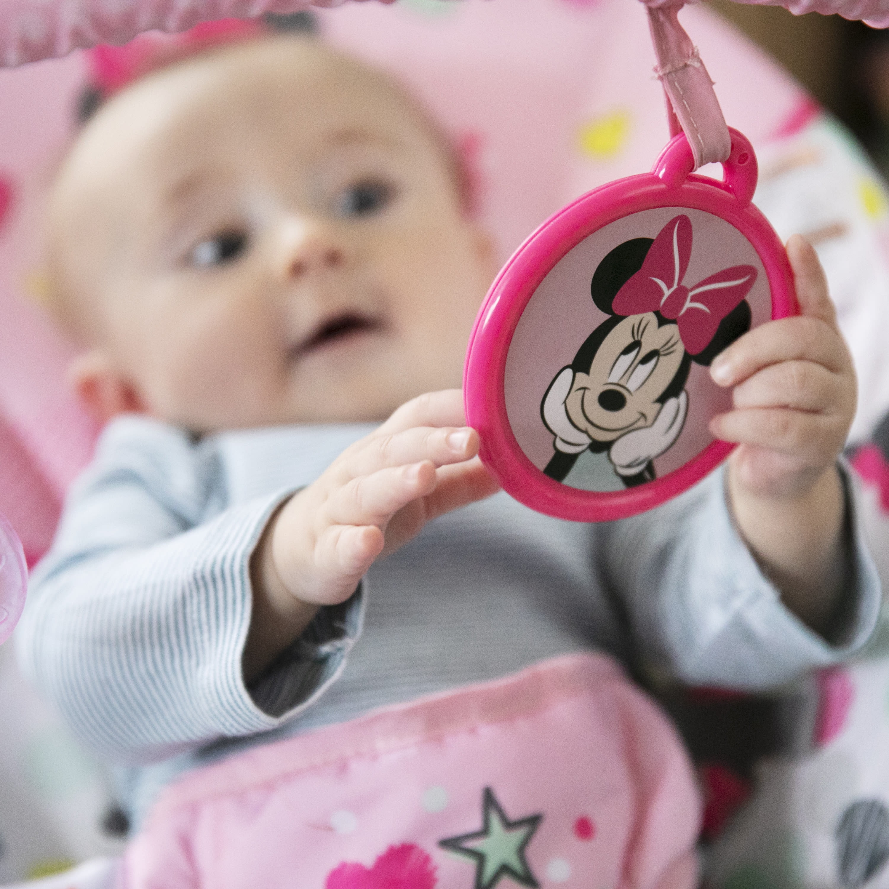 Disney Baby Slip Resistant Vibrating Infant Baby Bouncer Minnie