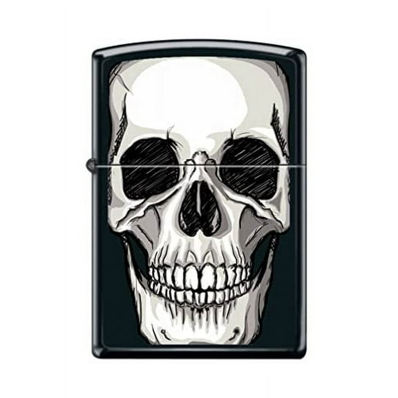 Zippo Lighter- Skull Illustration Black Matte Windproof Lighter #Z5187