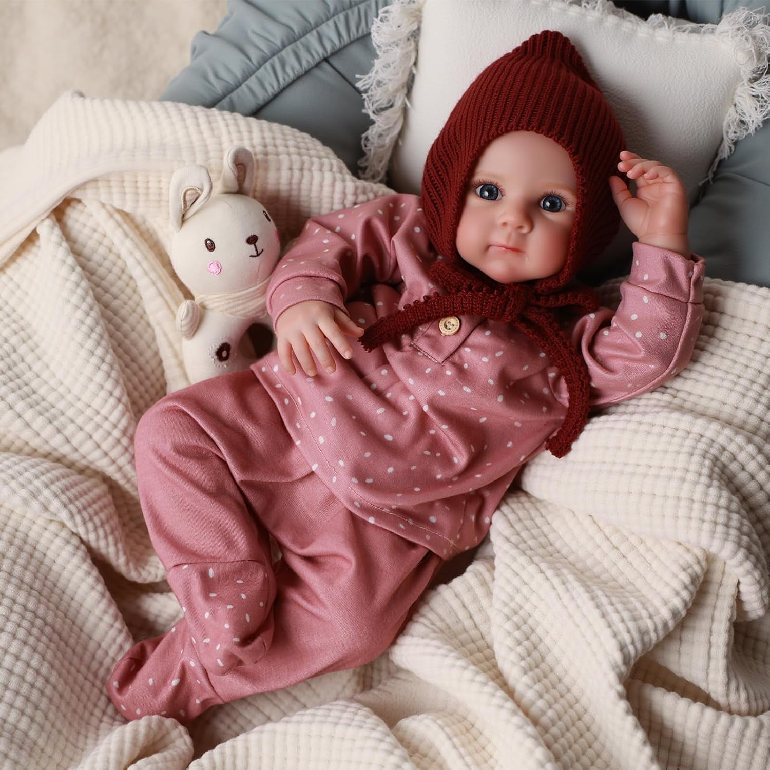 RSG Reborn Dolls 17 Inch Open Eye Soft Cloth Body Real Life Babies Cute Lifelike Handmade Poseable Kids Birthday Gift