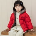 thumbnail image 4 of Cethrio Girls Winter Coats, Warm Fleece Lining Long Sleeve Full Zip Winter Jackets with Hood Red Size 5T, 4 of 7
