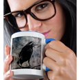 thumbnail image 2 of 3drose, Young Grackle in Black and White, 15oz Two-tone Blue Mug, 2 of 6