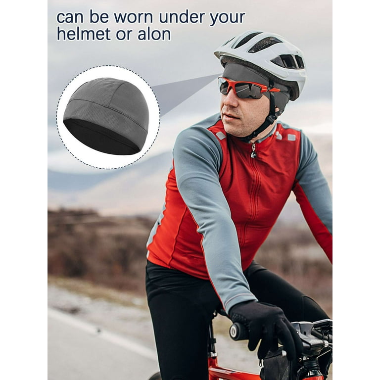 Luxtrada 3PCS Liner Quick-dry Hat Skull Cap Beanie Helmet Cycling  Breathable Running Hat for Men Women (Black)