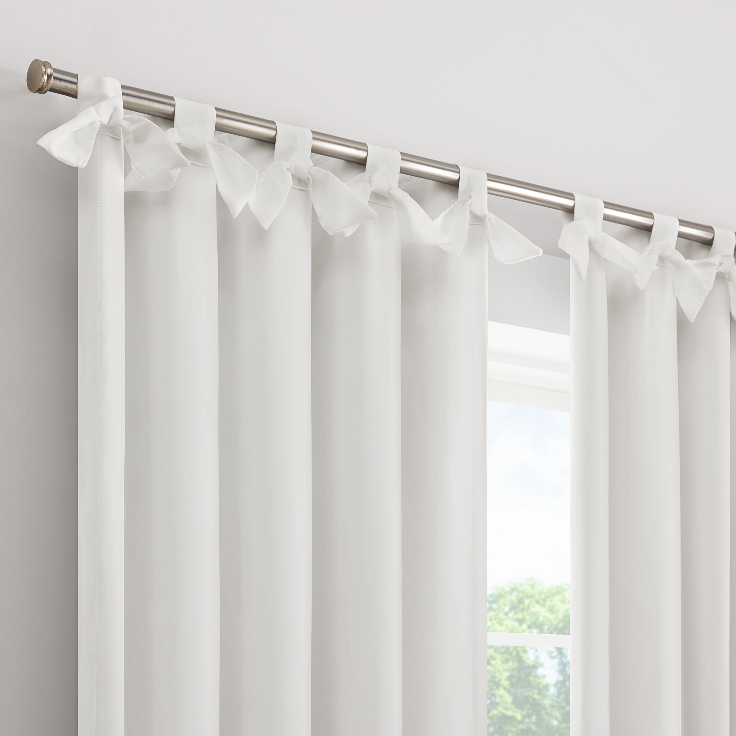 Eclipse Kids Bow Tab Top 100% Blackout 84" long x 40" wide Curtain panel in White