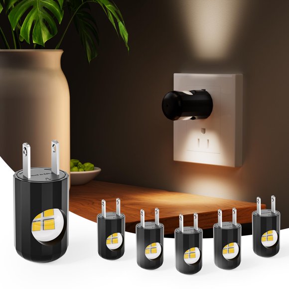 Luz nocturna LED TSEXES, paquete de 6, sensor de anochecer a amanecer, 3000K