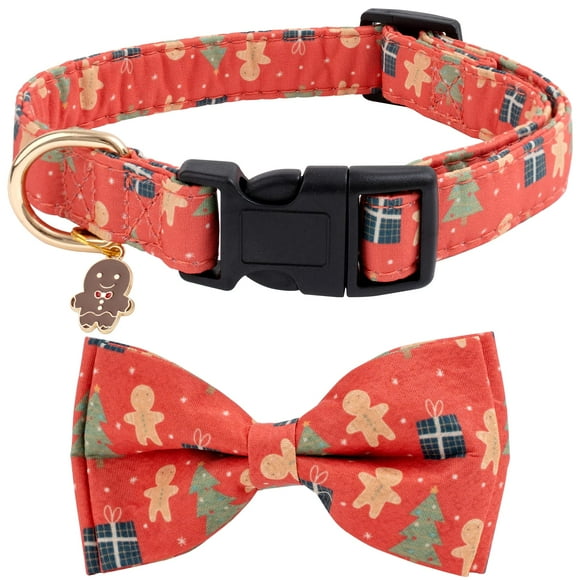 Collar navideño para perros de algodón con pajarita para perros pequeños, medianos y grandes