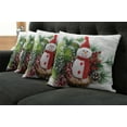 thumbnail image 5 of Ambesonne Christmas Throw Pillow Cover 4 Pack, Funny Snowman, 24", White, 5 of 5