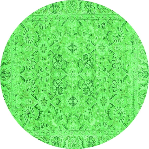 Ahgly Company Indoor Round Oriental Green Traditional Area Rugs, 3' Round