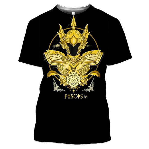 Camisetas con estampado 3D de Anime para hombres y mujeres, ropa de calle de Saint Seiya, cuello redondo, Tops Harajuku de gran tamaño, ropa para niños, Verano Qiuyongming unisex