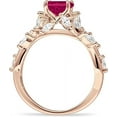 thumbnail image 6 of Floral Ring Round Marquise Ruby Rose Tone 925 Sterling Silver, Size 5, 6 of 7