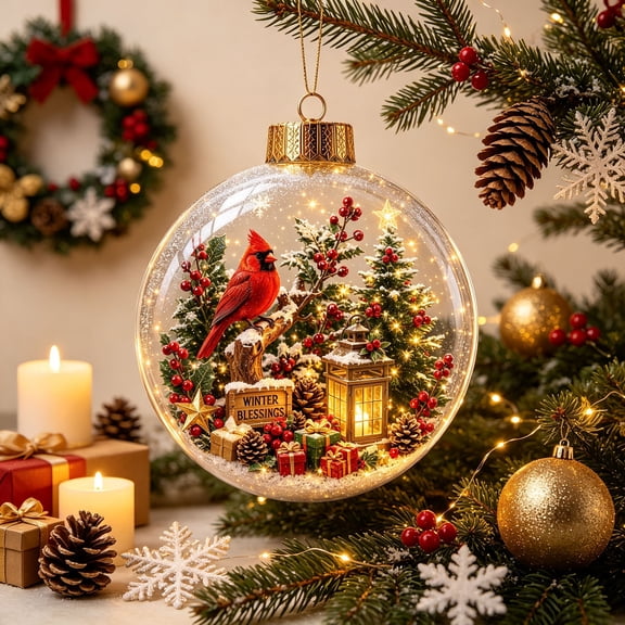 Eagokdc Christmas Light‑Up Globe Hanging Ornaments Clear Ball Decorations, Farmhouse Hanging Decor for Christmas Tree Wall Window Ceiling