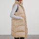 thumbnail image 3 of Chaqueta larga acolchada de largo medio con bolsillos y color liso cálido para mujer, parka de plumón sin mangas de invierno, blusa de poliéster para mujer, 3 of 6