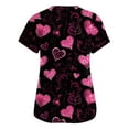 thumbnail image 3 of Lumtrix Valentine's Day V Neck Heart Printed Scrub Tops for Women Plus Size Short Sleeve Nursing Uniforms with Pocket Cute Side Slit Shirt Hot Pink 3XL, 3 of 5