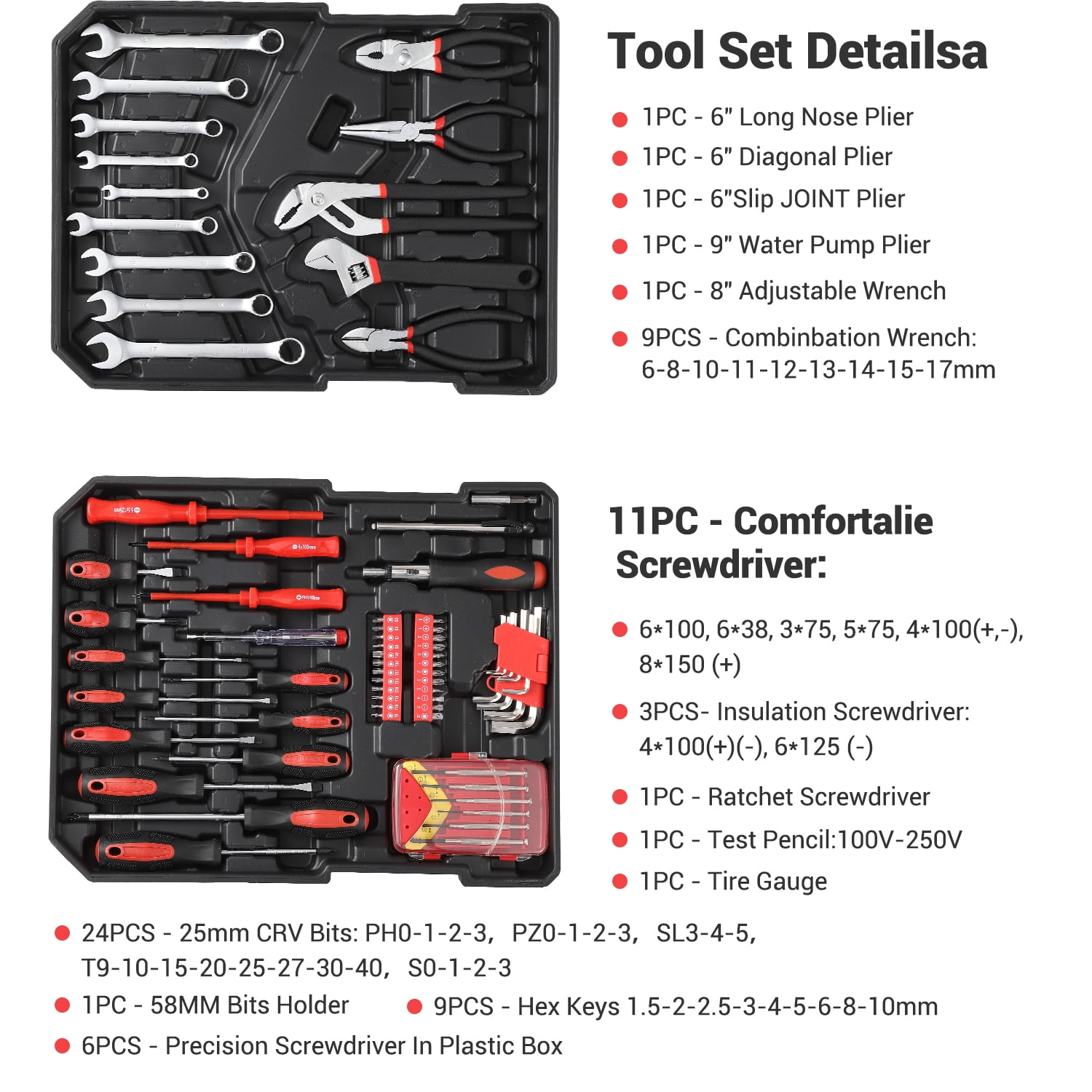 800-Piece Ultimate Mechanic Tool Kit with Aluminum Trolley Case Full Set of Sockets, Wrenches & Hand Tools 4-Tier Organized Storage Professional Repair Tool Box for Auto Maintenance, Garage & Garden