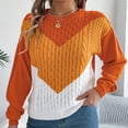 thumbnail image 5 of ZRGHAOYLQ Color Block Knit Sweater for Women Long Sleeve Chunky Pullover Sweaters Fashion 2025 Winter Shirts Cozy Soft Crew Neck Jumper Top Casual Warm Tops, 5 of 8