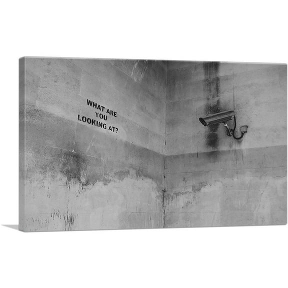 ARTCANVAS What Are You Looking At Security Camera Canvas Art Print by Banksy - Size: 26" x 18" (1.50" Deep)