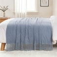 thumbnail image 3 of Battilo Bluish Grey Throw Blanket,Textured Knit Throws,Boho Decorative Blanket for Home Decor,50"x60", 3 of 8