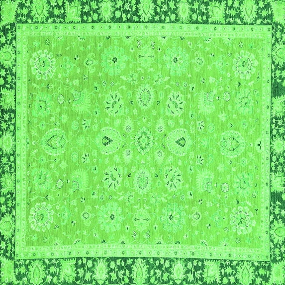 Ahgly Company Indoor Square Oriental Green Traditional Area Rugs, 6' Square