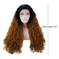 thumbnail image 2 of Unique Bargains Lace Front Wigs for Women 24" Black Gradient Matte Brown Long Water Wave with Wig Cap, 2 of 8