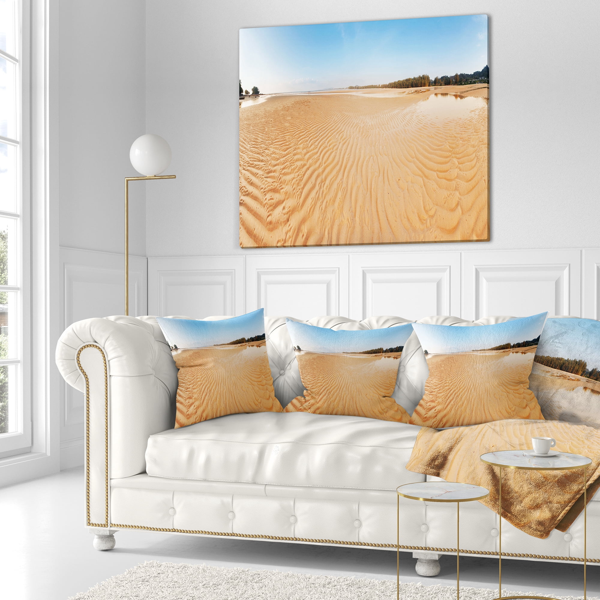 Designart Exotic Tropical Beach Panorama - Modern Seascape Throw Pillow - 16x16