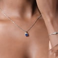 thumbnail image 3 of Gem Stone King 925 Sterling Silver and 10K Yellow Gold Blue Created Sapphire and White Moissanite Pendant Necklace for Women (1.33 Cttw, Cushion 6MM, with 18 inch Chain), 3 of 4