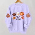 thumbnail image 5 of YFNNUP Women's Halloween Sweatshirts Tis The Season Pumpkin Football Graphic Pullover Tops Fall Crewneck Long Sleeve Shirts Purple,XXL, 5 of 6