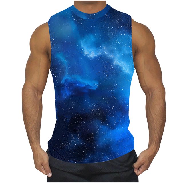 zfhfof Débardeurs Graphiques pour Hommes Motif Imprimé Sans Manches T-Shirts de Musculation Été Col Rond Chemise de Plage Décontractée