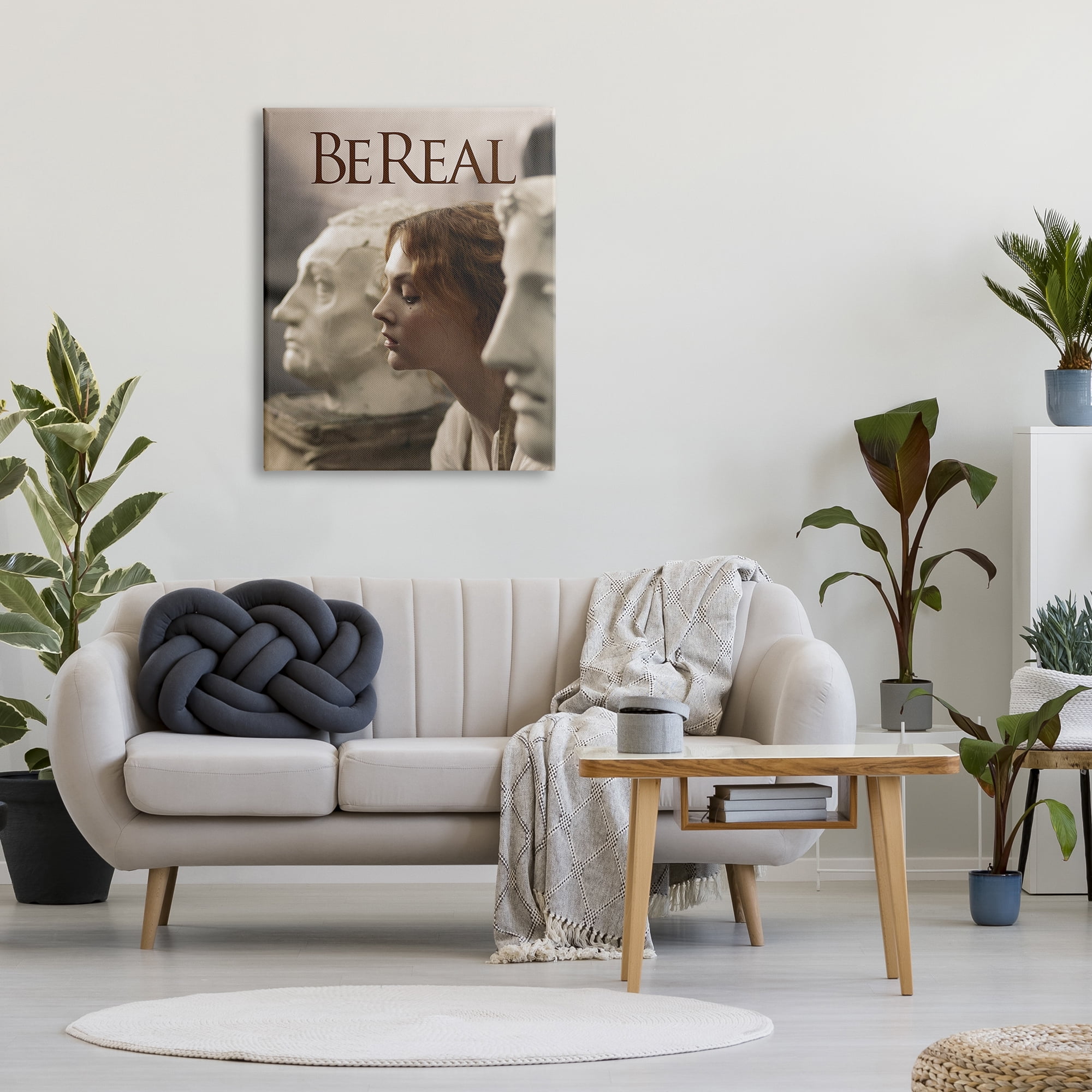 Stupell Industries Be Real Classical Sculptures Inspirational Painting Gallery Wrapped Canvas Art Print Wall Art, 30 x 40