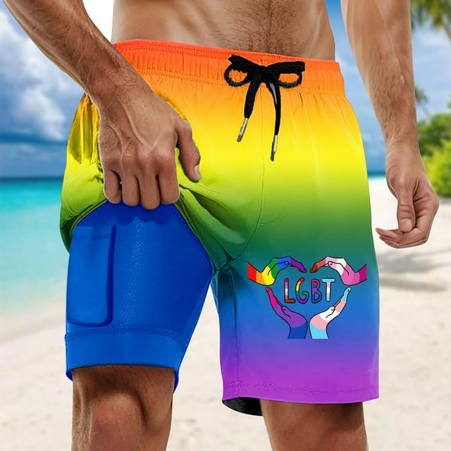 WILLBEST Mens Swimsuit Men Swim Trunks with Compresssion Liner Inseam Board Shorts Bathing Suit with Pockets