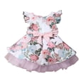 thumbnail image 4 of Sonducket Vestido de niña estampado Bowknot cinturón ropa de bebé ropa de bebé chico vestido de fiesta regalo conjuntos de ropa rosa 120cm, 4 of 6