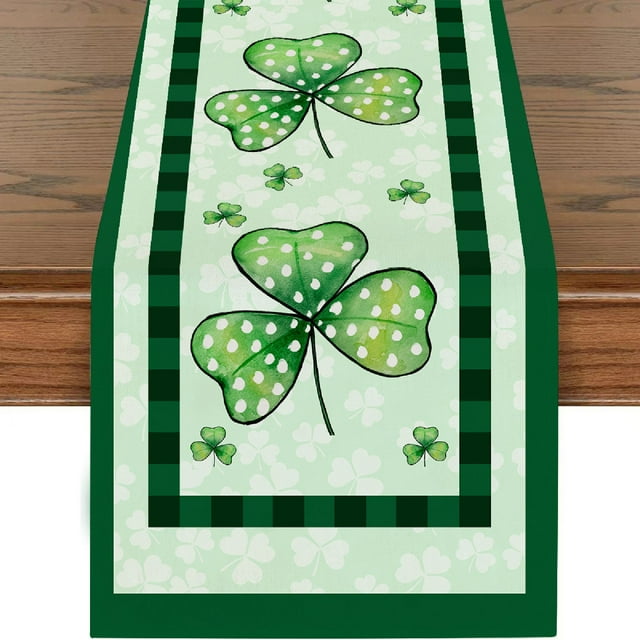 Kitchen aid Table Runner For St Patricks Day Decorations Irish Cover Spring Green Holiday Home Kitchen Centerpiece Decor