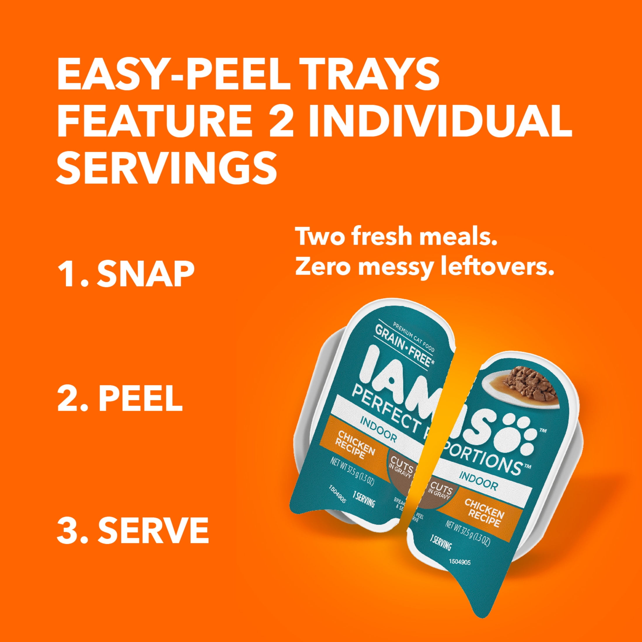 Iams Perfect Portions Cuts In Gravy Chicken Recipe Indoor Wet Cat Food, 2.6 Oz Twin-Pack Tray