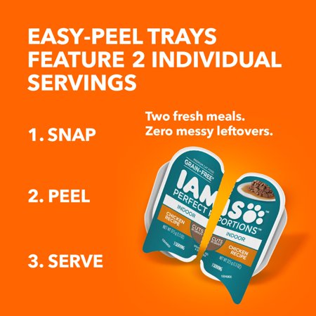 IAMS PERFECT PORTIONS CUTS IN GRAVY CHICKEN RECIPE INDOOR WET CAT FOOD, 2.6 OZ TWIN-PACK TRAY