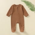 thumbnail image 2 of Xudanell Baby Footies Pajamas, 2-Way Zipper Baby Sleepers with Mitten - Long Sleeve Baby Zip Up Onesie for 0-12 Months (Brown, 6-9 Years), 2 of 4