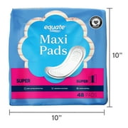 Equate Maxi Pads, Super Absorbency, Size 2, 48 Count