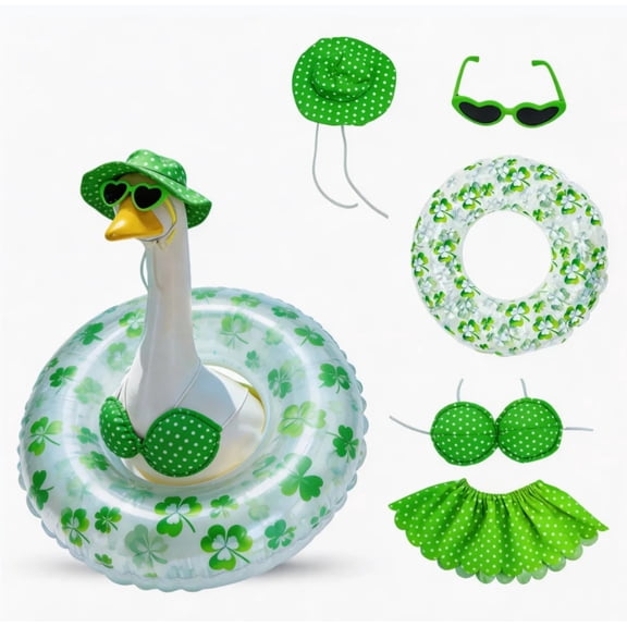 Summer Porch Goose Outfits, 23" Garden Goose Clothes, Costume Bikini Goose Clothes with Sunglasses Swim Ring Set, Statue Outdoor Summer Patio Yard Decorations, Raincoat Style Shaped Clothes