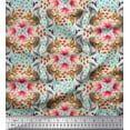 thumbnail image 1 of Soimoi Modal Satin Fabric Floral,Hummingbird & Squirrel Animal Decor Fabric Printed Yard 42 Inch Wide, 1 of 1