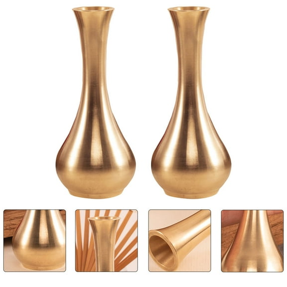 MLINS Golden Copper Flower Vase for Elegant Flower Arrangements Decorative Home Office Accent 4.5in