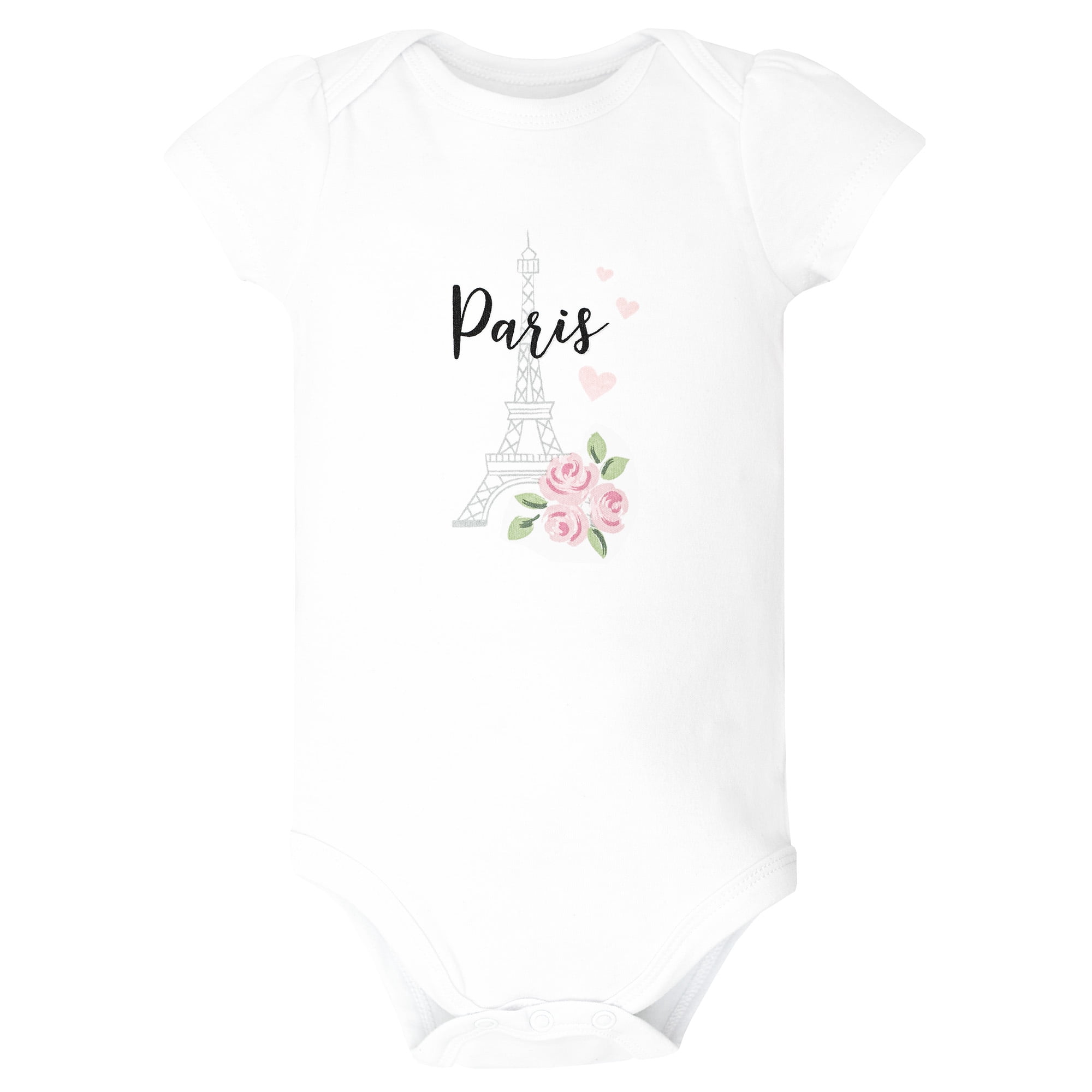 Hudson Baby Infant Girls Cotton Bodysuits 5-Pack, Bonjour Paris, Preemie