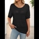 thumbnail image 5 of Suéteres de Corta para Mujer, Suéter de Cuello Redondo de Verano, Tops de Crochet. Negro L, 5 of 9