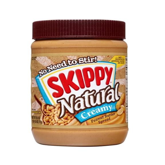 SKIPPY Natural Creamy Peanut Butter Spread, 7 g Protein Per Serving, 26.5 oz Jar
