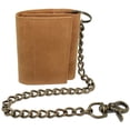 thumbnail image 5 of RFID Safe Western Vintage Real Leather Biker Trifold Chain Wallet Khaki Tan for by Juzar Tapal Collection, 5 of 9