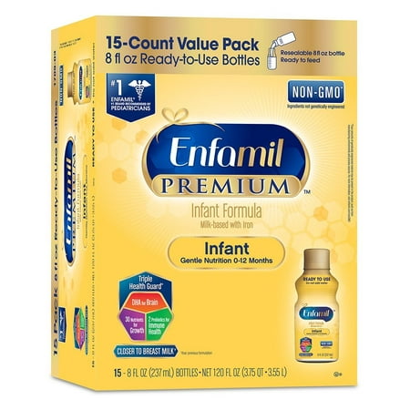 Enfamil PREMIUM Infant Formula (15 Count) Ready to Use 8 fl oz Bottles
