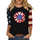 thumbnail image 4 of Camisetas de Manga Corta para las Mujeres Día de la Independencia Patriótica Impresa 3/4 Manga Cuello Redondo, Camiseta Casual para Diarios Y Festivales, 4 of 5