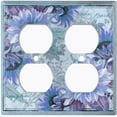 thumbnail image 3 of Metal Light Switch Plate Outlet Cover Blue Floral Leaf Letter Damask FLW061, 3 of 13