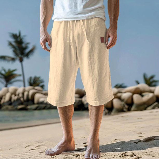 pstuiky Pantalones cortos casuales para hombre, Pantalones cortos deportivos informales de moda para hombre con bolsillos y cintura con cordones para fitness y deporte.