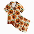 thumbnail image 2 of CAUYDY Girls Halloween Satin Pajamas Set Button Down 2 Piece Pjs Shorts Set Loungewear Sets Sleepwear,2-3 Y, 2 of 2