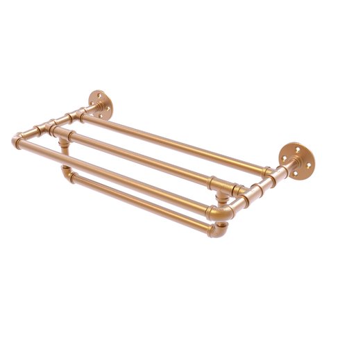 Allied Brass Pipeline 18'' Wall Mounted Towel Shelf with Towel Bar in Matte Black - image 3 of 7