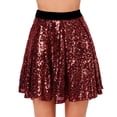 thumbnail image 2 of vigerkar Womens Sequin Skirt Elastic Waist Glitter Sparkly Shiny Skirts for Dance Party (Wine, XL), 2 of 7