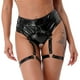 thumbnail image 5 of Ropa interior de charol Wetlook para mujer, lencería Sexy, ropa de discoteca de baile en barra, tiro bajo, sin entrepierna, anillo redondo, Liga de pierna, calzoncillos de látex, 5 of 5