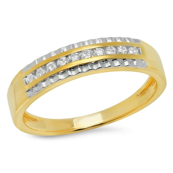 Dazzlingrock Collection 0.30 Carat (ctw) 10K Round White Diamond Men's Wedding Anniversary Band 1/3 CT, Yellow Gold, Size 10